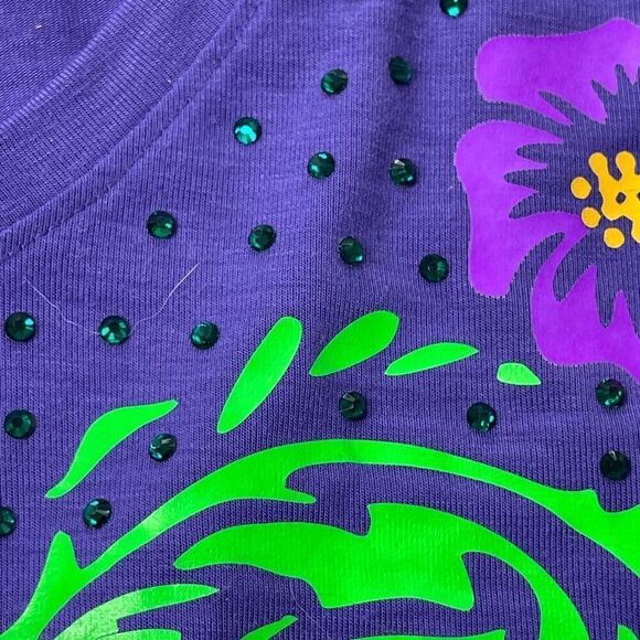 Sport-Tek Women's Floral V-neck Gems Short Sleeve Shirt Purple 3XL‎ - Picture 6 of 10